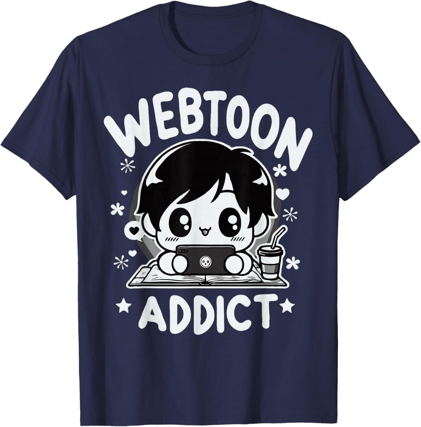 Gift graphic design for fan addicted to Webtoon , Black, S T-Shirt - T-Shirt | Navy