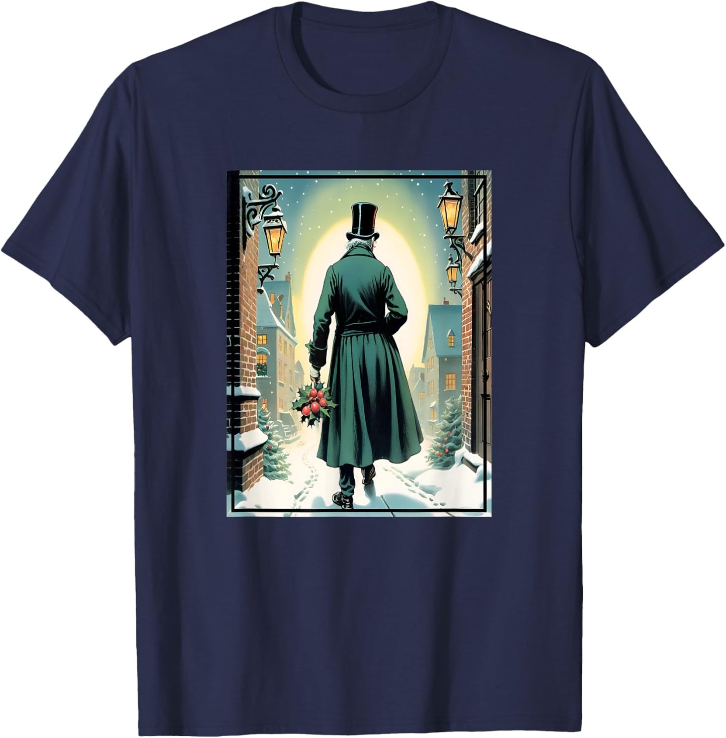 Charles Dickens Christmas Classic Book Ebeneezer Scrooge , -Adults, Kids, Black, Small, Short Sleeve T-Shirt - T-Shirt | Navy