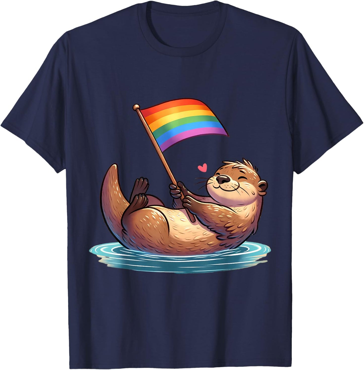 Gay Otter LGBTQ Rainbow Flag Pride Animal T-Shirt - T-Shirt | Navy