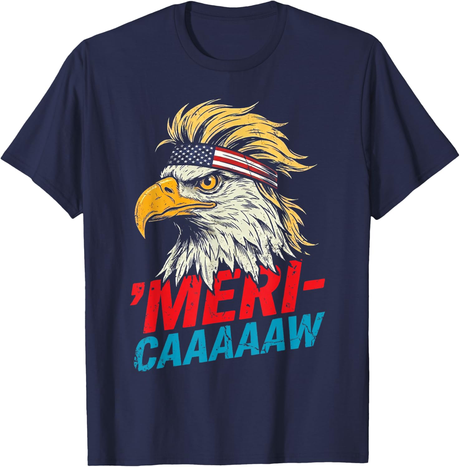 4th of July Eagle Meri Caw Freedom Patriotic Men Women Kids T-Shirt - T-Shirt | Navy