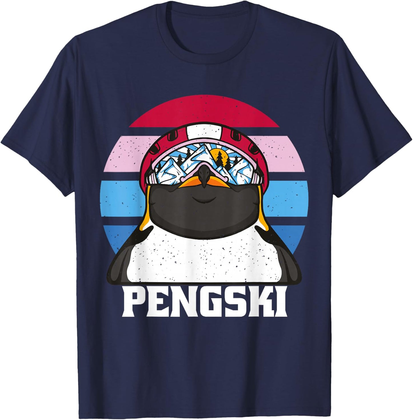 Ski Pengski Retro Vintage Funny Penguin with Ski Goggles T-Shirt - T-Shirt | Navy