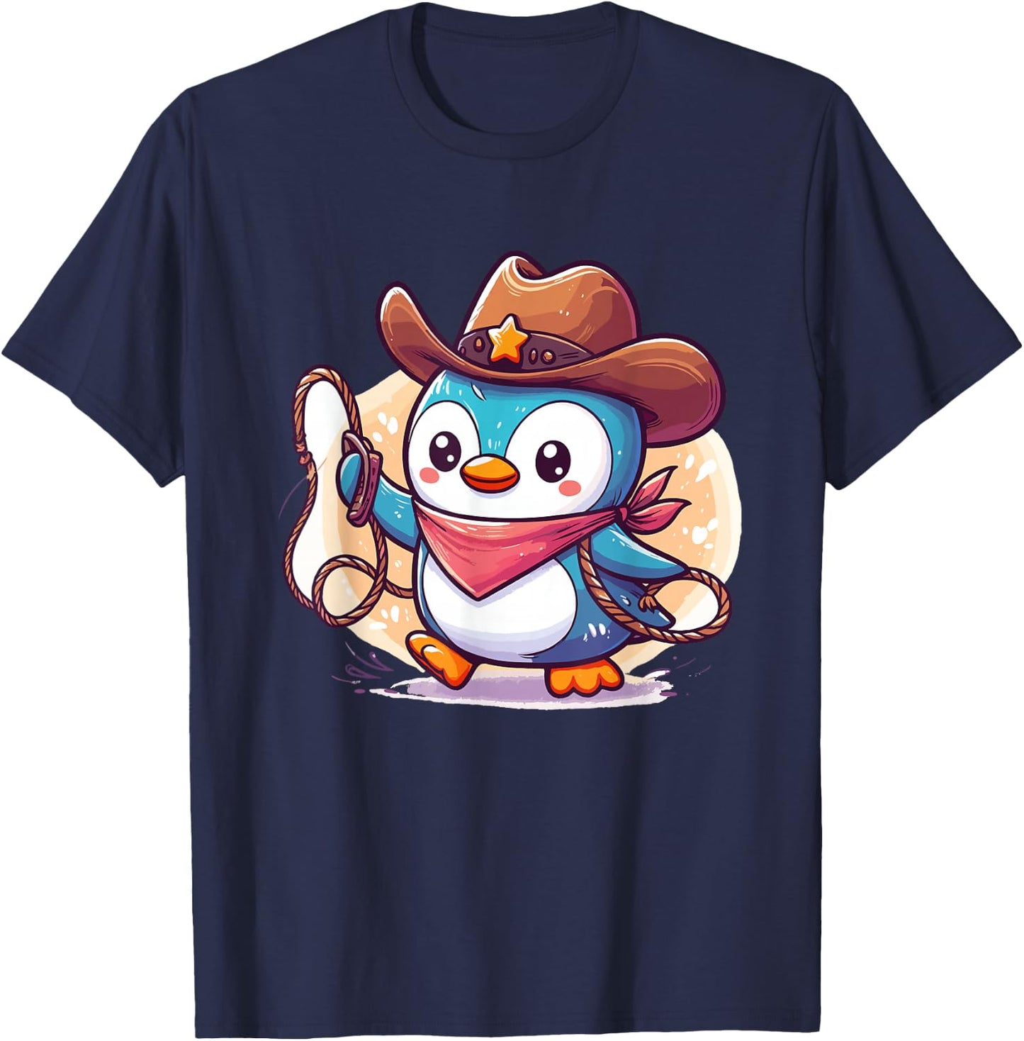 Western Rodeo Cowboy Hat Penguin Texas Animals T-Shirt - T-Shirt | Navy