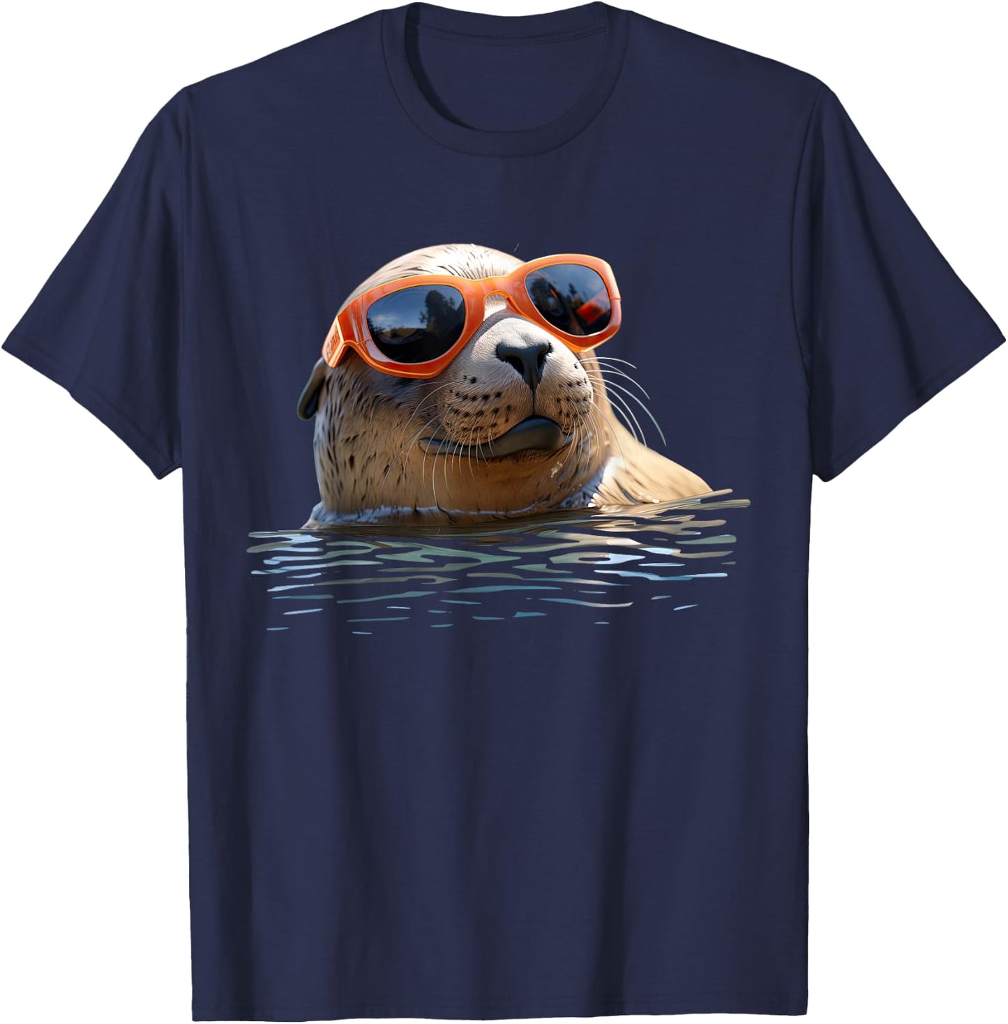 Seal with Sunglasses Seal Dog Seal Cute Seal , black T-Shirt - T-Shirt | Navy