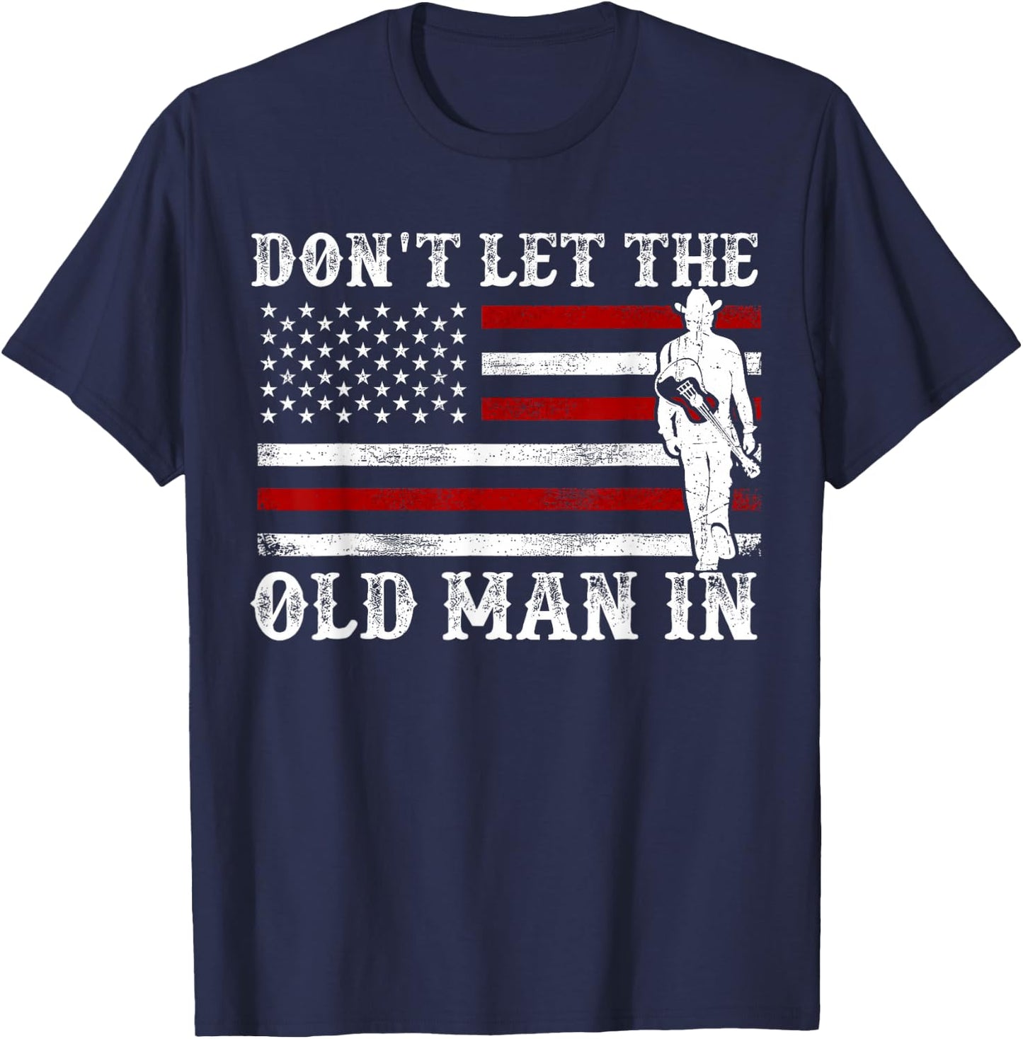 Don't Let The Old Man in Cowboy US Flag Women T-Shirt - T-Shirt | Navy