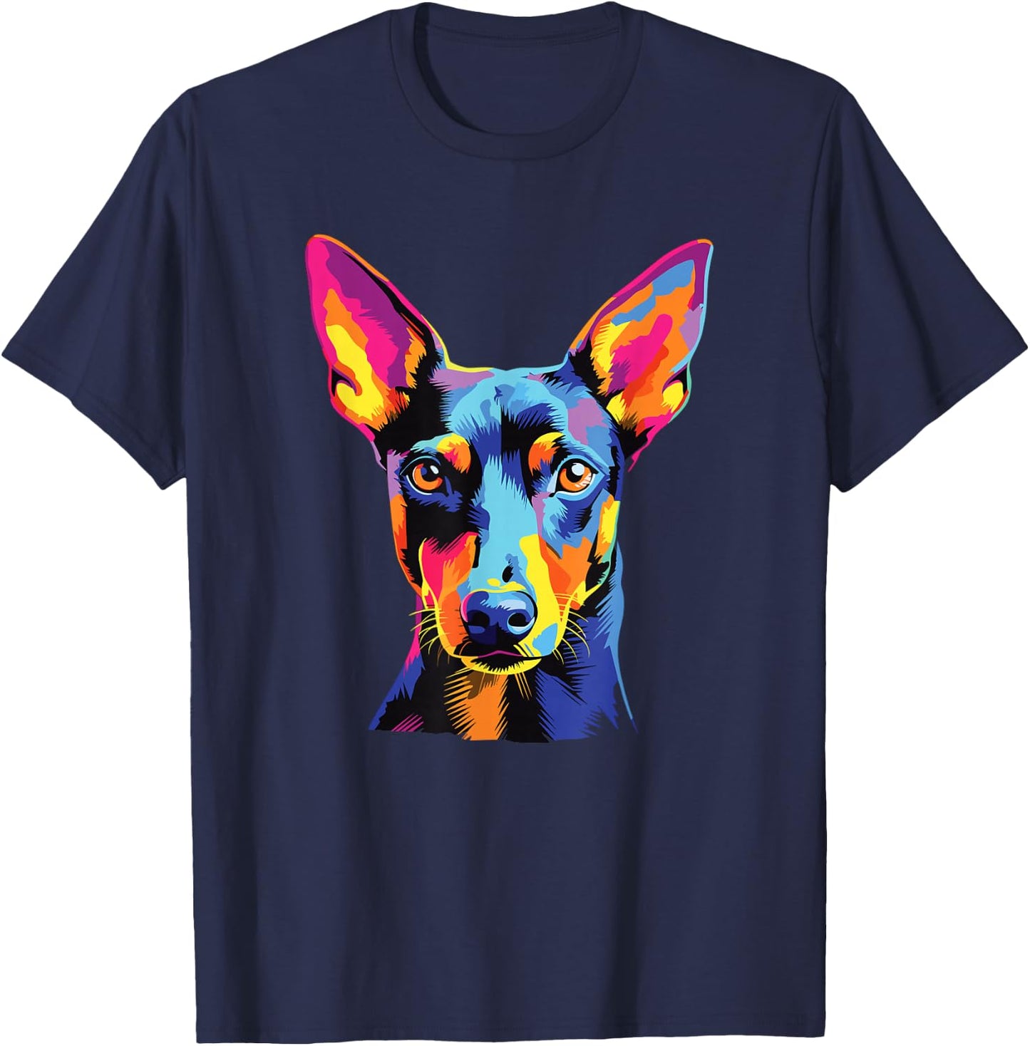 Watercolor Colorful Manchester Terrier Dog , Small, Black T-Shirt - T-Shirt | Navy