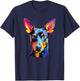 Watercolor Colorful Manchester Terrier Dog , Small, Black T-Shirt - T-Shirt | Navy