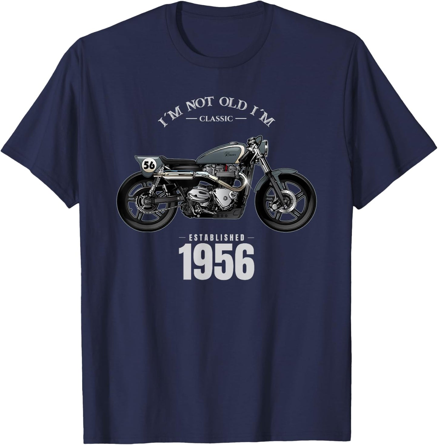68th Birthday Man Motorcycle Biker Biker 1956 , Black, S T-Shirt - T-Shirt | Navy