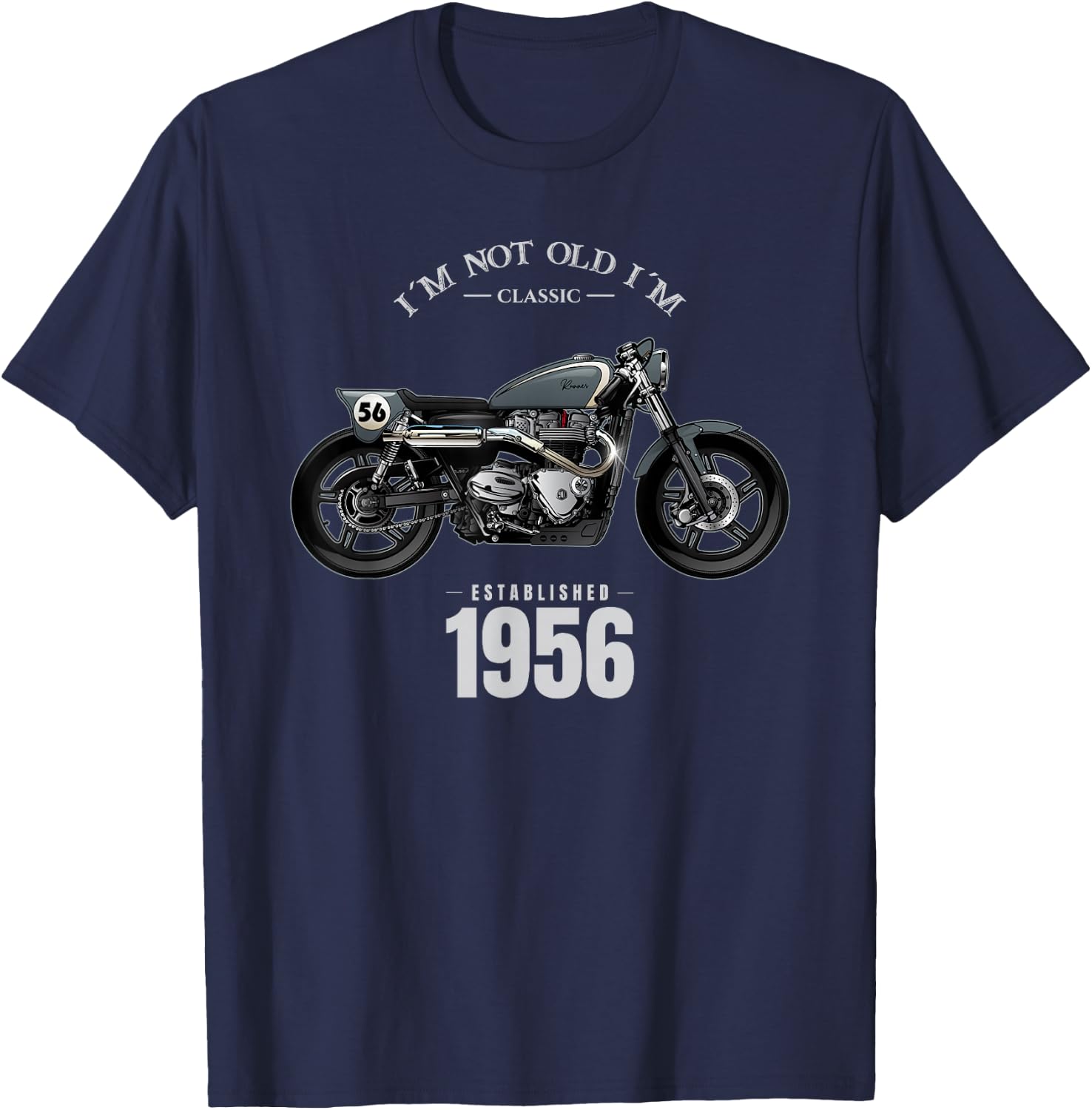 68th Birthday Man Motorcycle Biker Biker 1956 , Black, S T-Shirt - T-Shirt | Navy