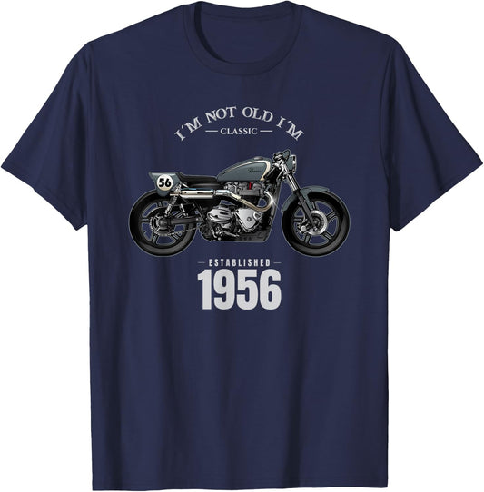 68th Birthday Man Motorcycle Biker Biker 1956 , Black, S T-Shirt - T-Shirt | Navy