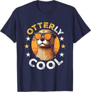 Otter Animal Kids & Adult - Otterly Cool T-Shirt - T-Shirt | Navy