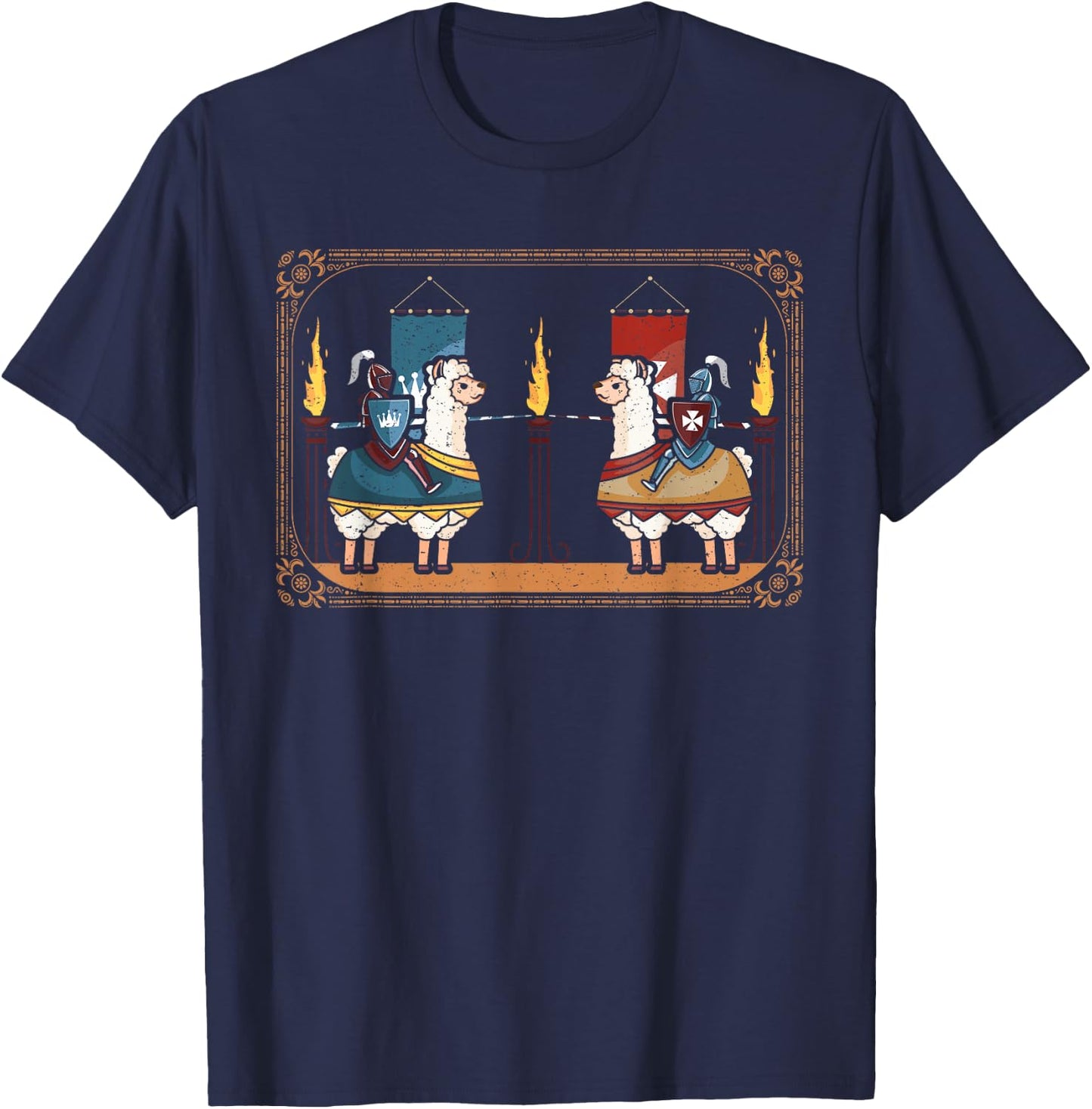 Ren Faire Medieval Lover Funny Knight Lama Llama Jousting T-Shirt - T-Shirt | Navy