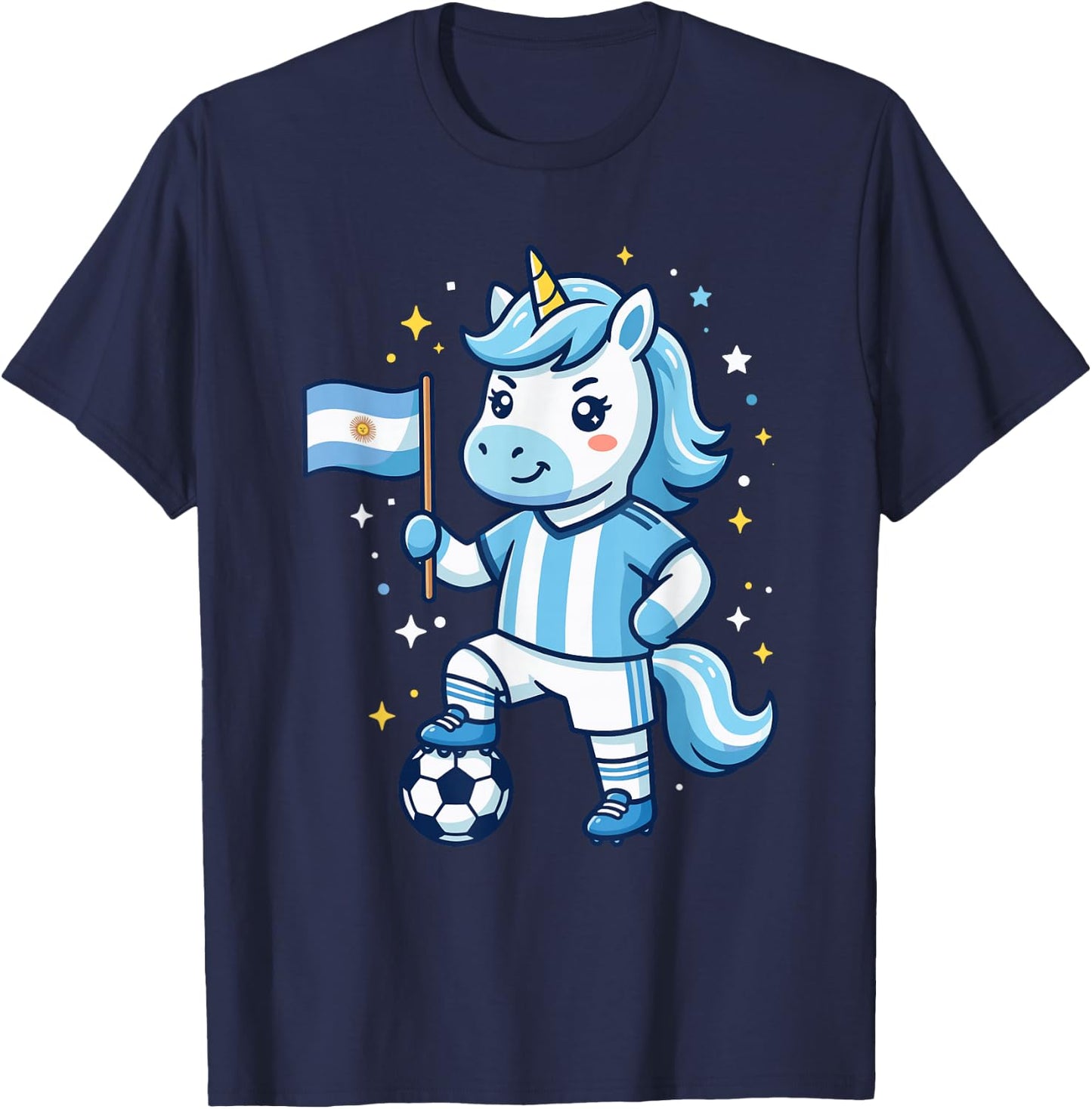Argentina Flag Unicorn Cute Kawaii Argentinian T-Shirt - T-Shirt | Navy