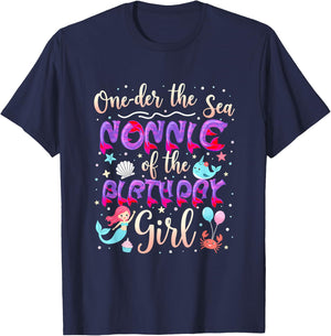 One Der The Sea Grandma Nonnie Of The Birthday Girl T-Shirt - T-Shirt | Navy