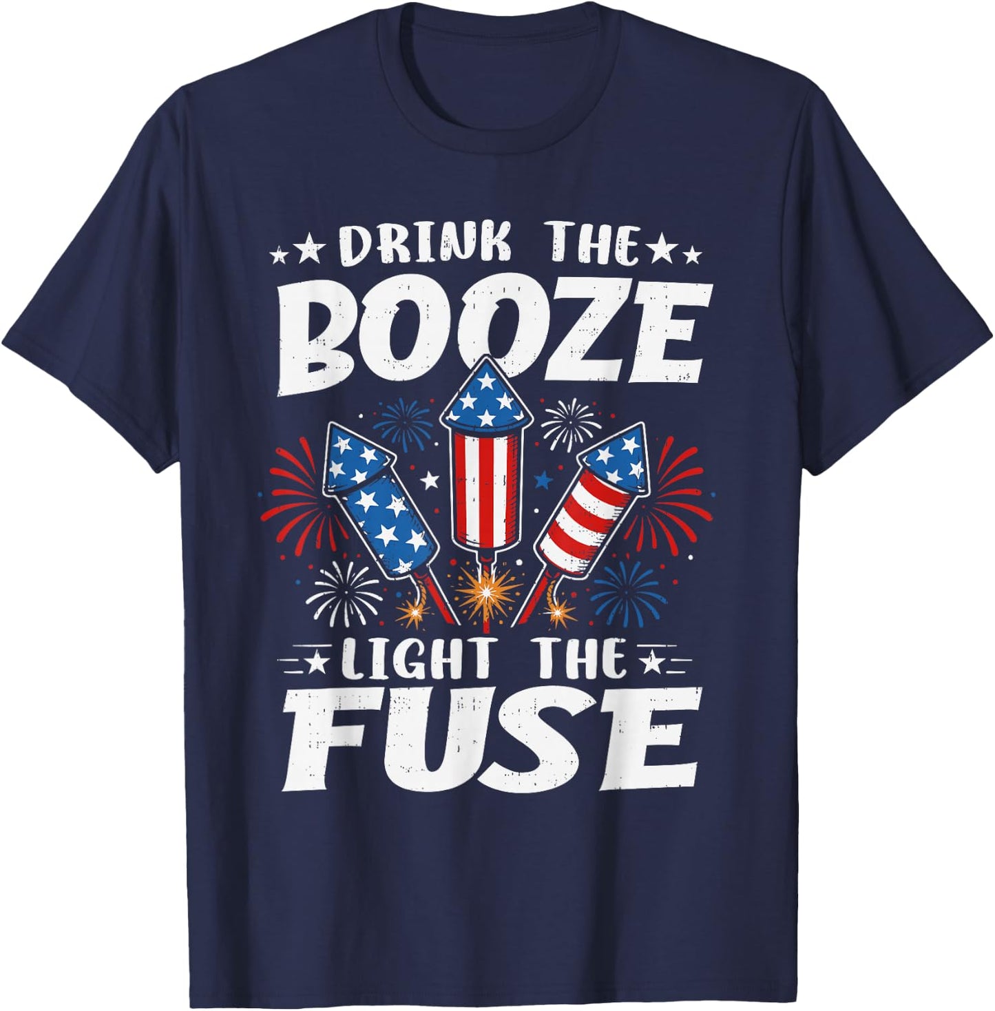 Funny Fireworks Fourth 4th of July America USA Men Women T-Shirt - T-Shirt | Navy