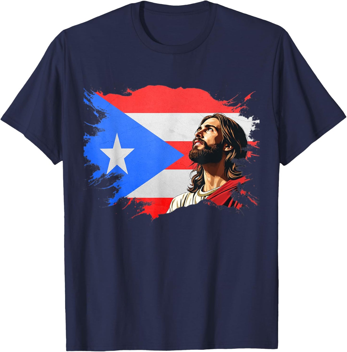 Puerto Rican Heritage Proud Christian T-Shirt - T-Shirt | Navy