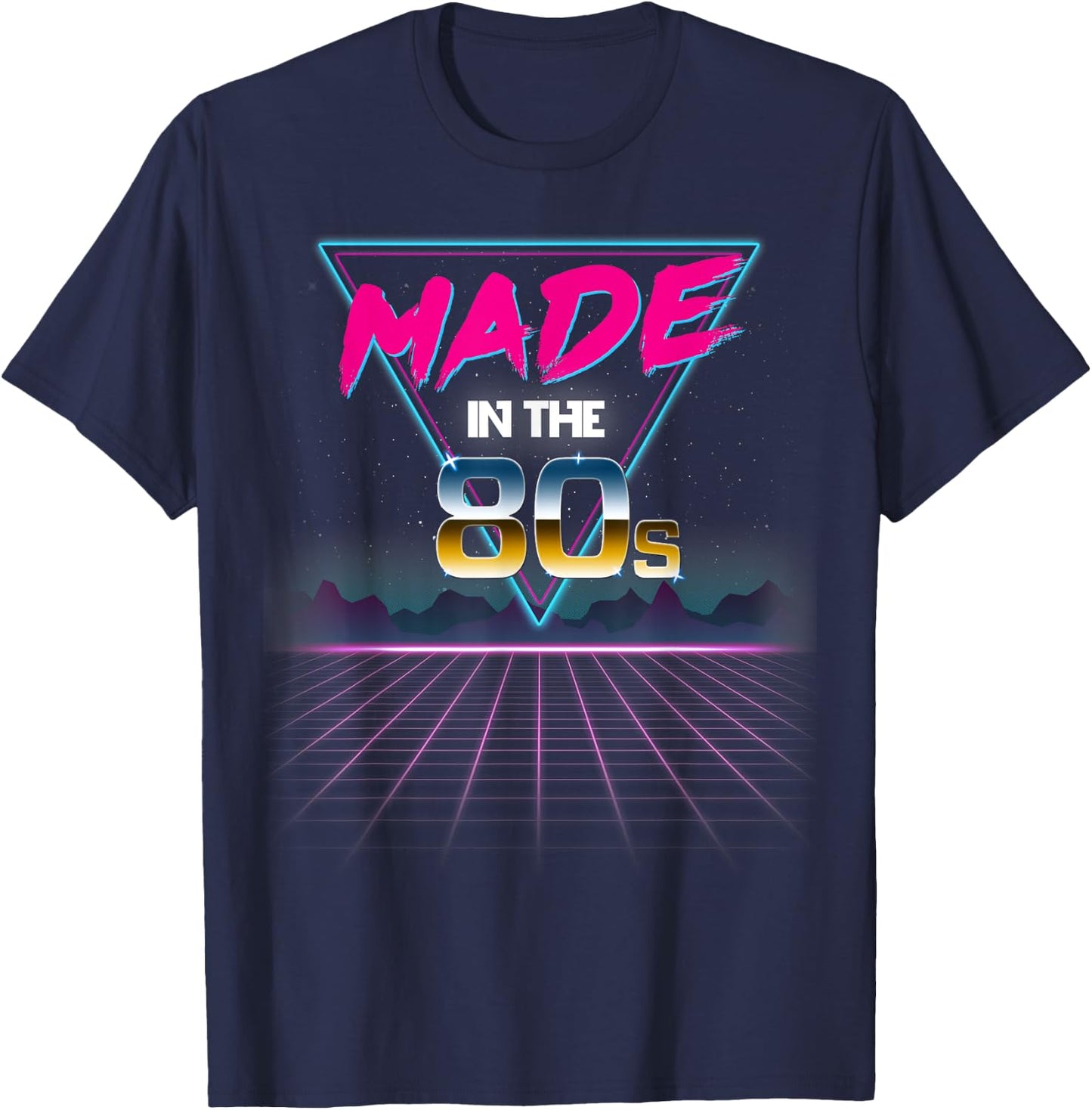 Made In The 80s Retro 80's Grid T-Shirt - T-Shirt | Navy