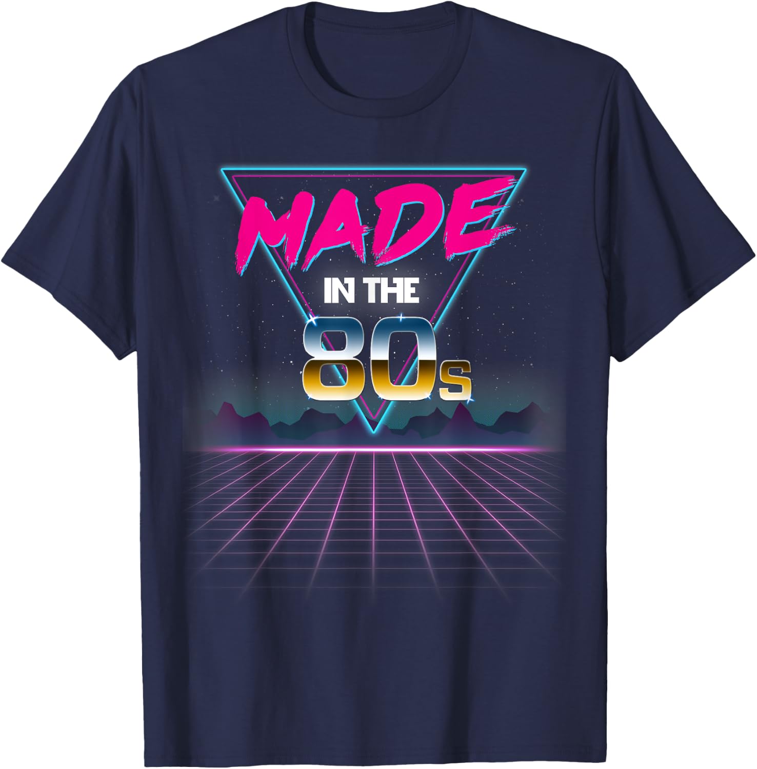 Made In The 80s Retro 80's Grid T-Shirt - T-Shirt | Navy