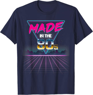 Made In The 80s Retro 80's Grid T-Shirt - T-Shirt | Navy