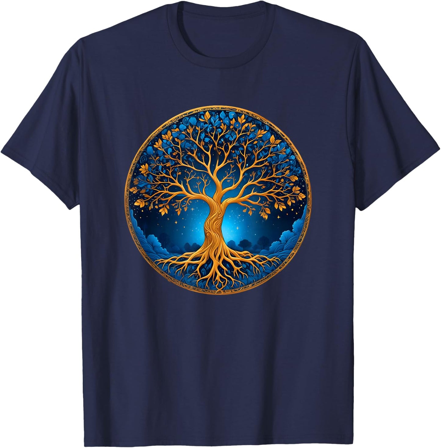 Nordic Celtic Tree of Life Yin Yang Tree of Life , black T-Shirt - T-Shirt | Navy
