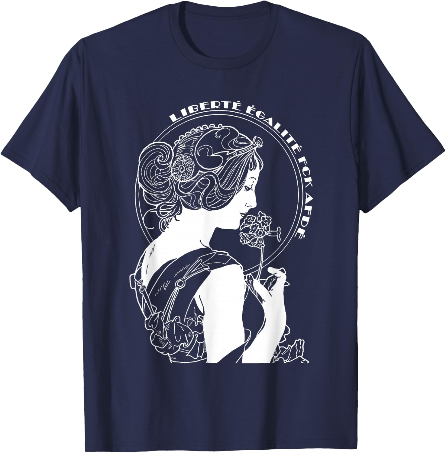 Liberté, Egalite, FCKAFDE White T-Shirt - T-Shirt | Navy