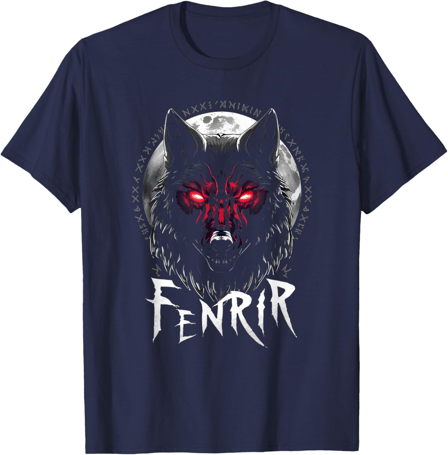 Fenrir Wolf Nordic Mythology Odin Valhalla , black T-Shirt - T-Shirt | Navy