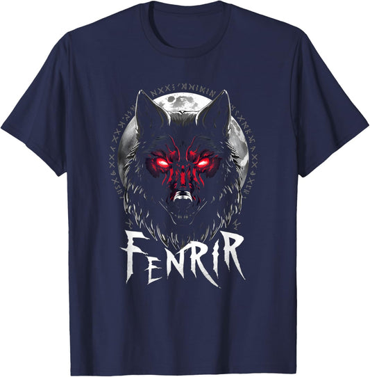 Fenrir Wolf Nordic Mythology Odin Valhalla , black T-Shirt - T-Shirt | Navy