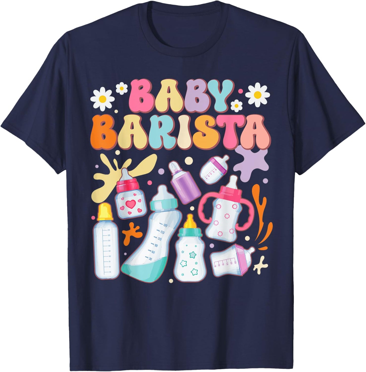 Funny Baby Barista: Milk Bottle NICU Nurse T-Shirt - T-Shirt | Navy