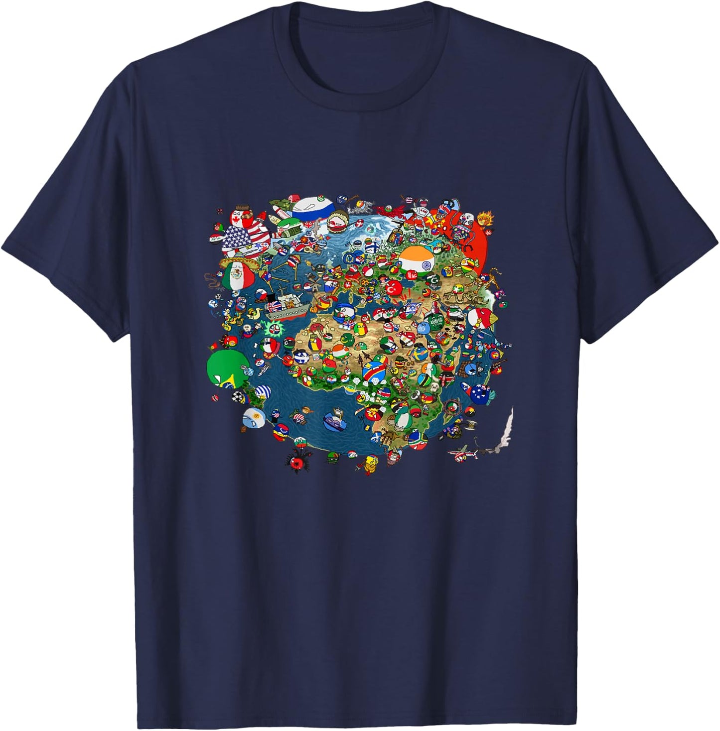 Polandball World , black T-Shirt - T-Shirt | Navy