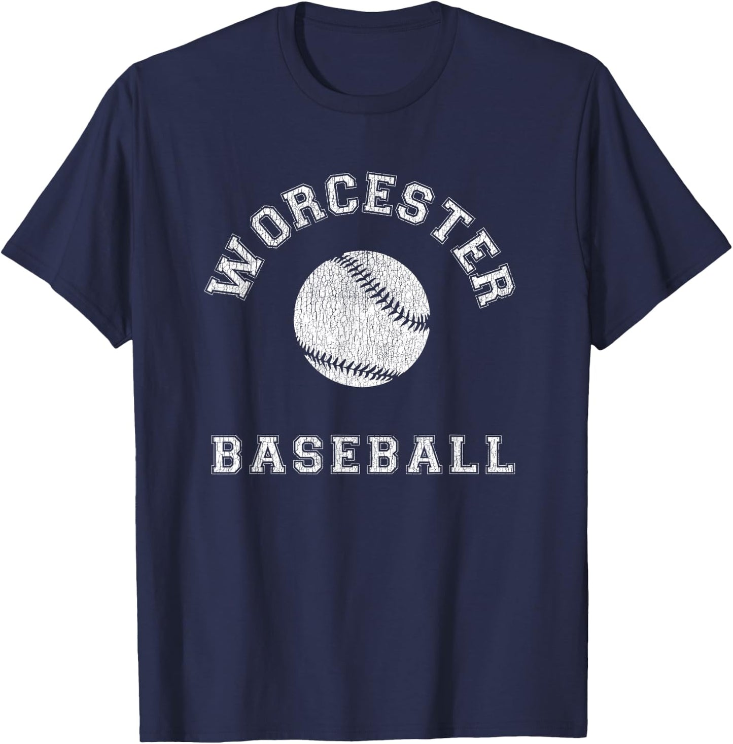 Worcester Baseball Distressed Retro Classic T-Shirt - T-Shirt | Navy