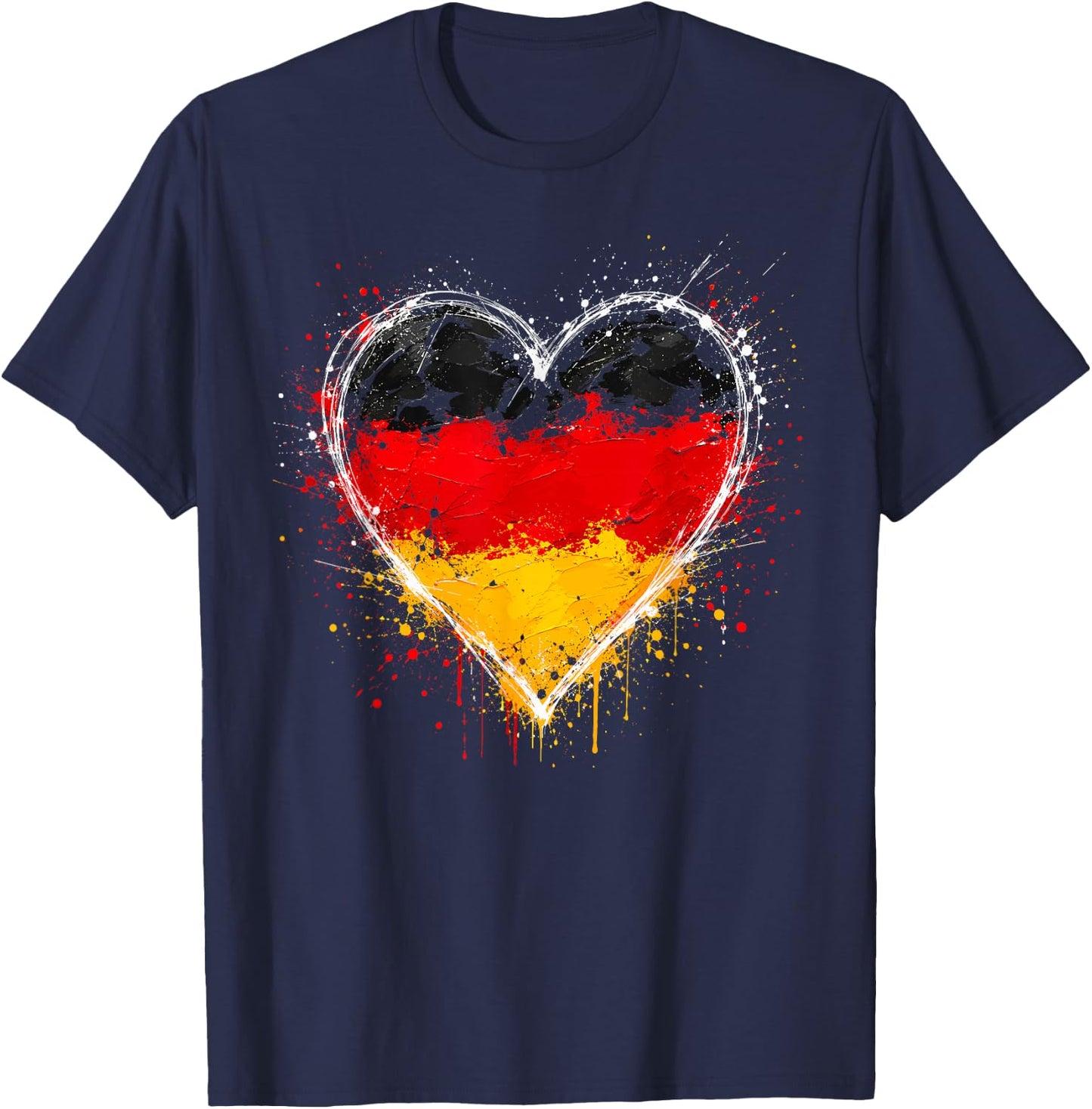 Deutschland Flagge Herz T-Shirt - T-Shirt | Navy