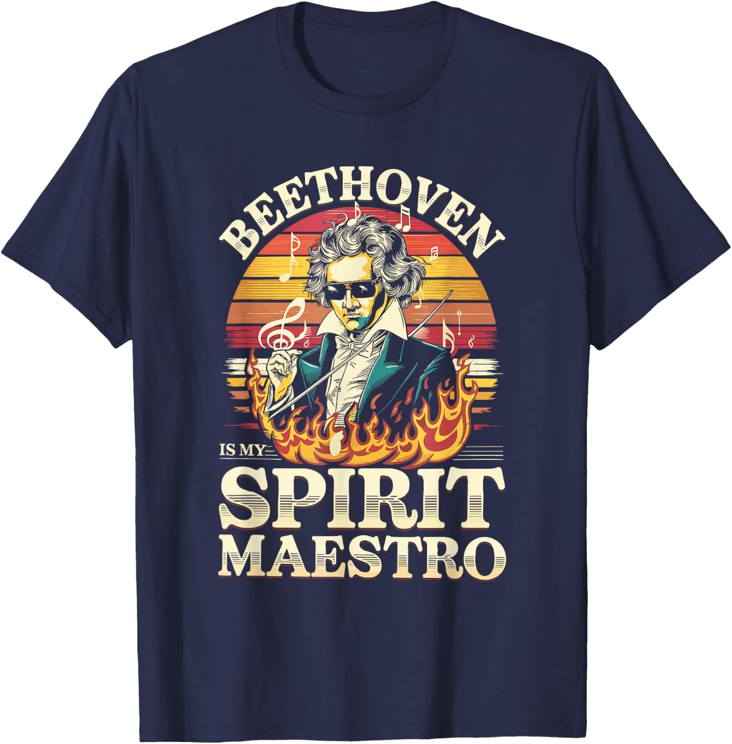 Ludwig Van Beethoven Spirit Maestro, Funny Classical Music T-Shirt - T-Shirt | Navy