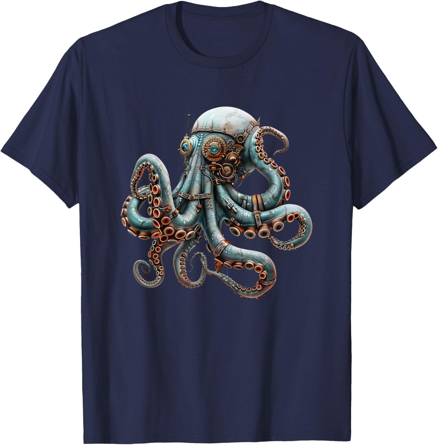 Steampunk Pieuvre Vintage Art Hommes Femmes Enfants Rétro T-Shirt - T-Shirt | Navy