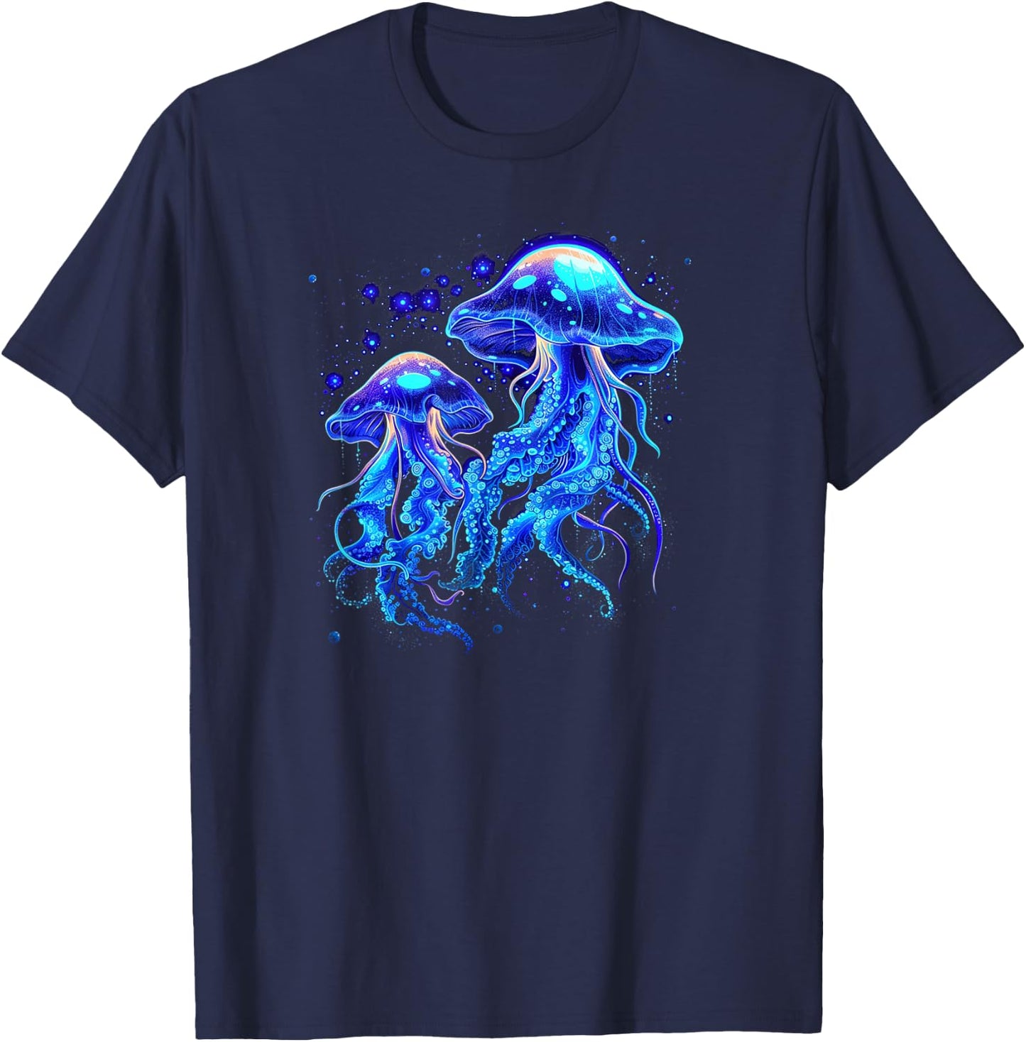 Bioluminescent Luminous Jellyfish , black T-Shirt - T-Shirt | Navy