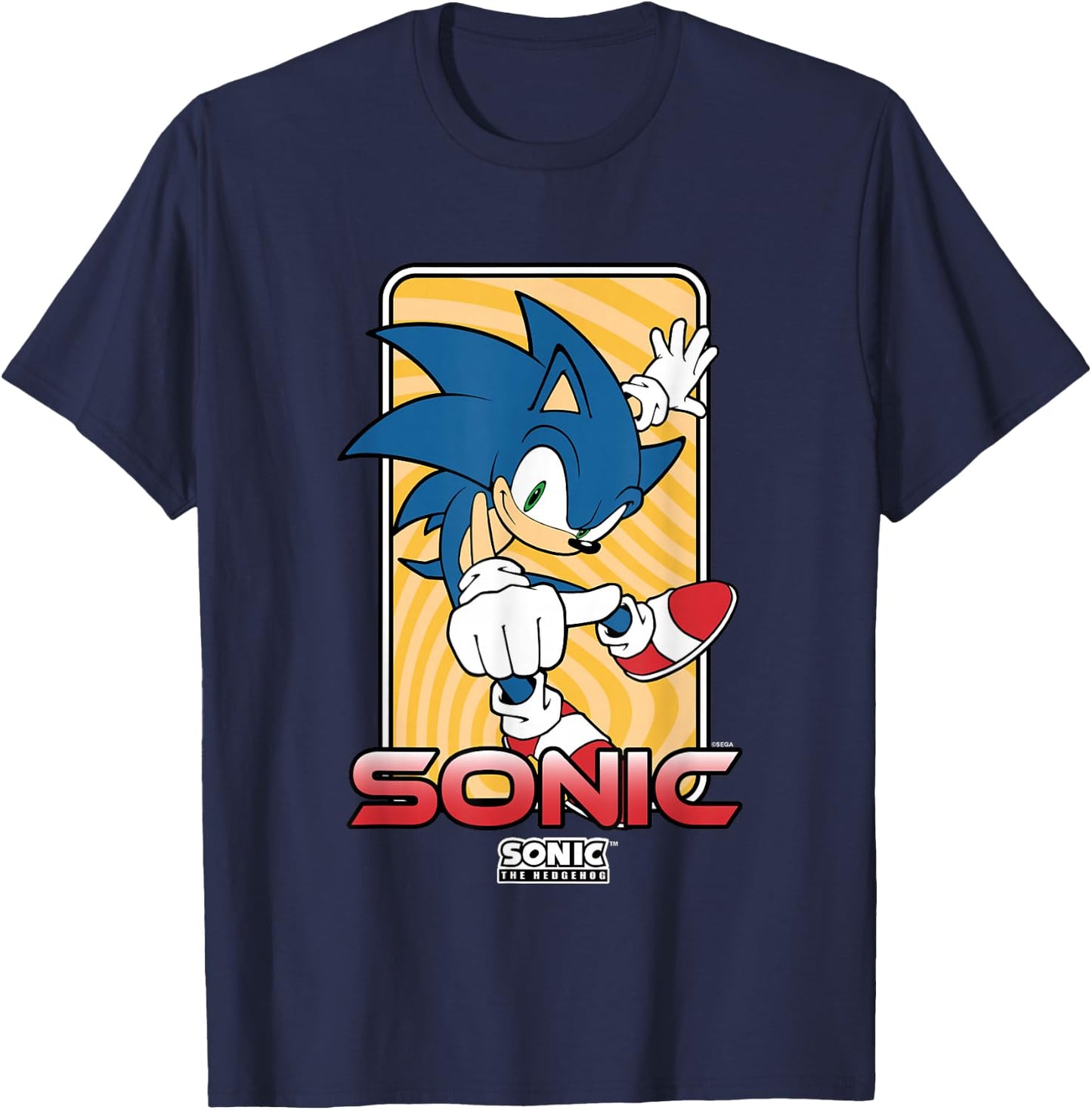 Sonic The Hedgehog Thumbs Up Wavy Portrait T-Shirt - T-Shirt | Navy