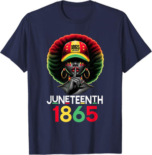 Juneteenth 1865 Celebrate Freedom Celebrating Black Women T-Shirt - T-Shirt | Navy