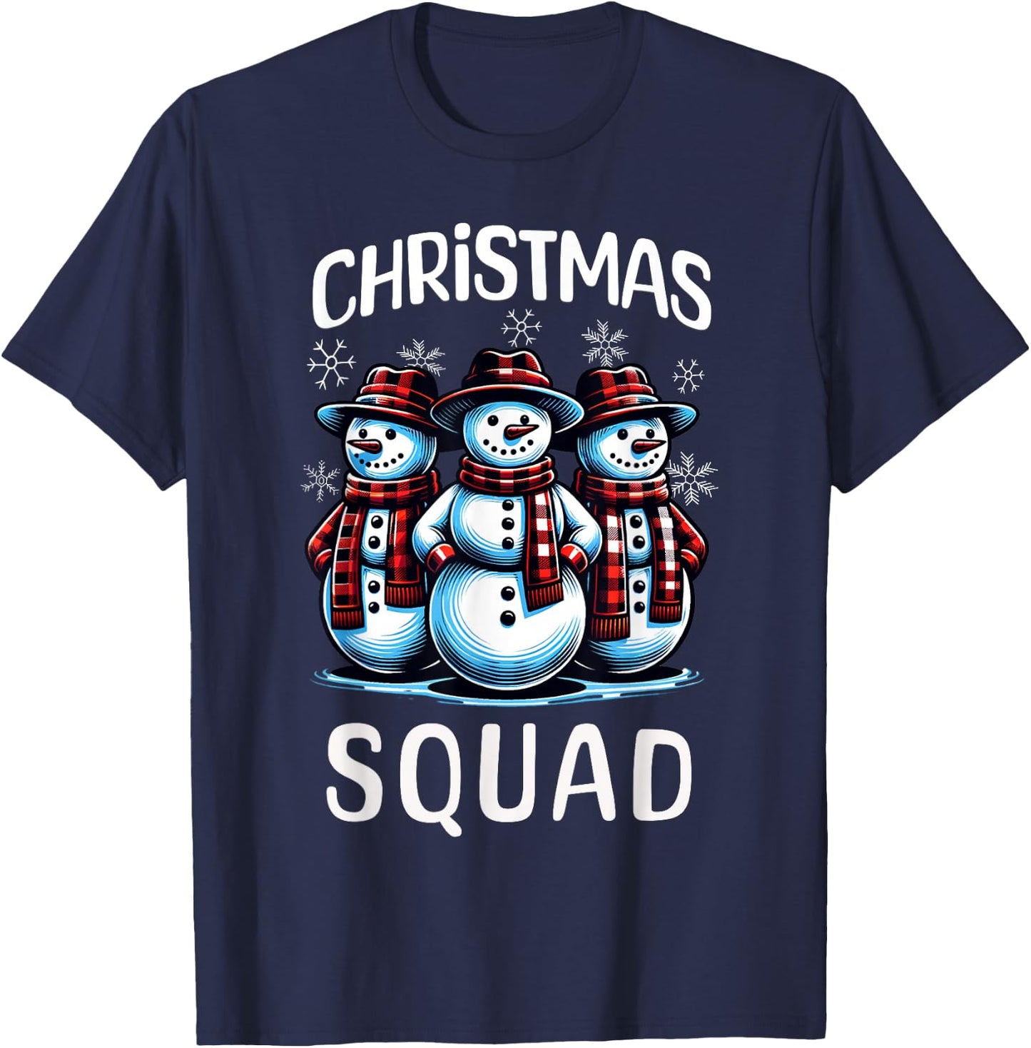 Snowman Family Group Matching Christmas Squad T-Shirt - T-Shirt | Navy