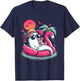 Ghost In Lifebuoy Flamingo On A Pool Float Summer ween T-Shirt - T-Shirt | Navy
