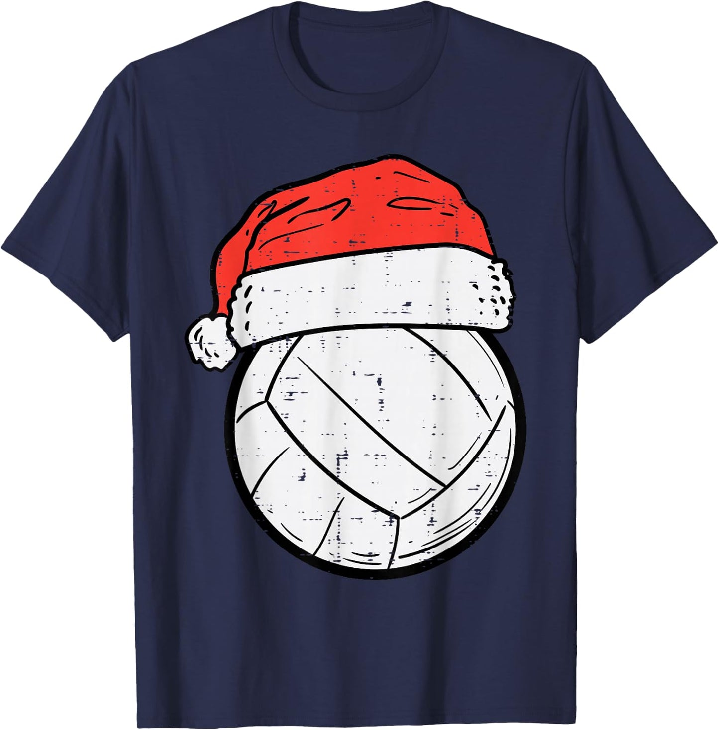 Volleyball Santa Hat Sports Christmas Xmas T-Shirt - T-Shirt | Navy