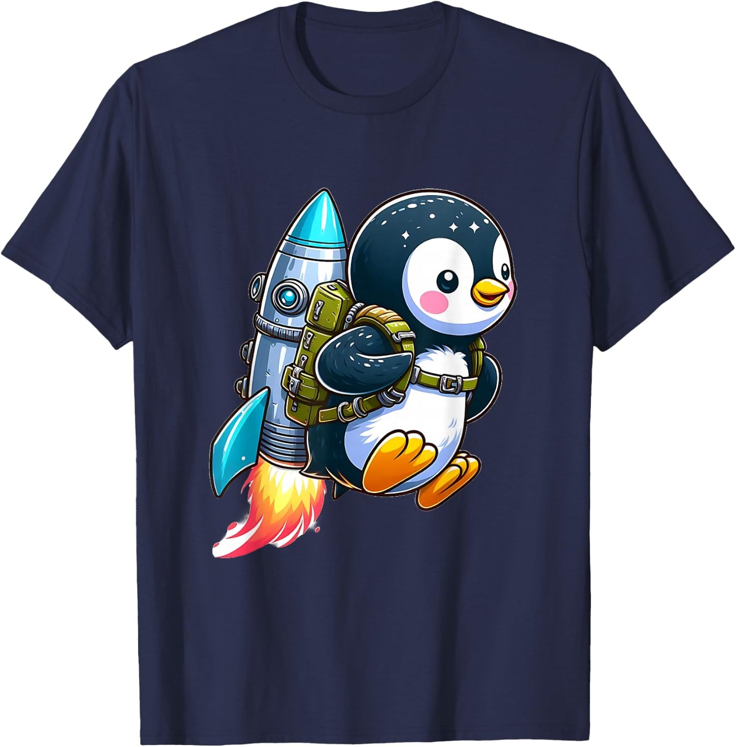 Flying Penguin with Jetpack T-Shirt - T-Shirt | Navy