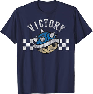 Nintendo Mario Kart Blue Shell Victory Finish Line T-Shirt - T-Shirt | Navy