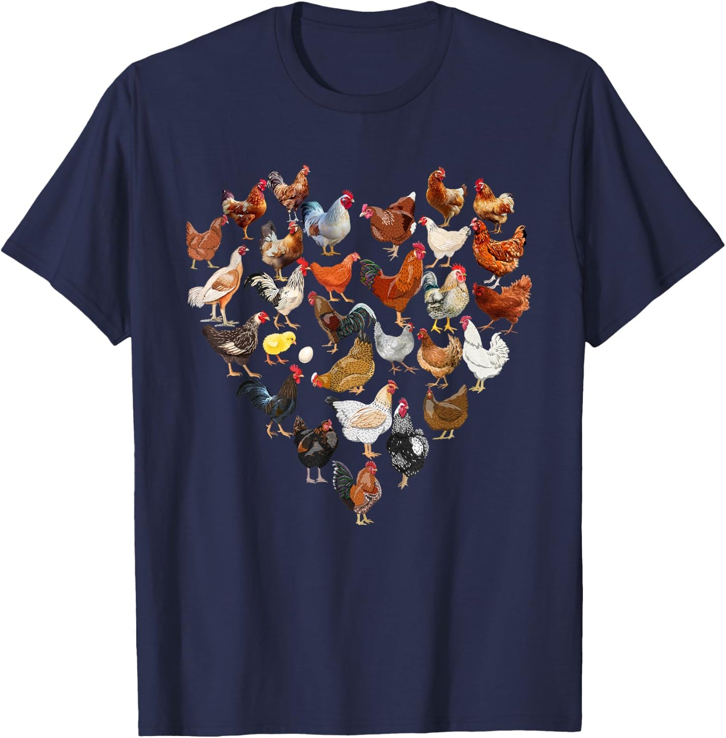 Chicken Love for the Farmer The Chicken Farm Breeds T-Shirt - T-Shirt | Navy