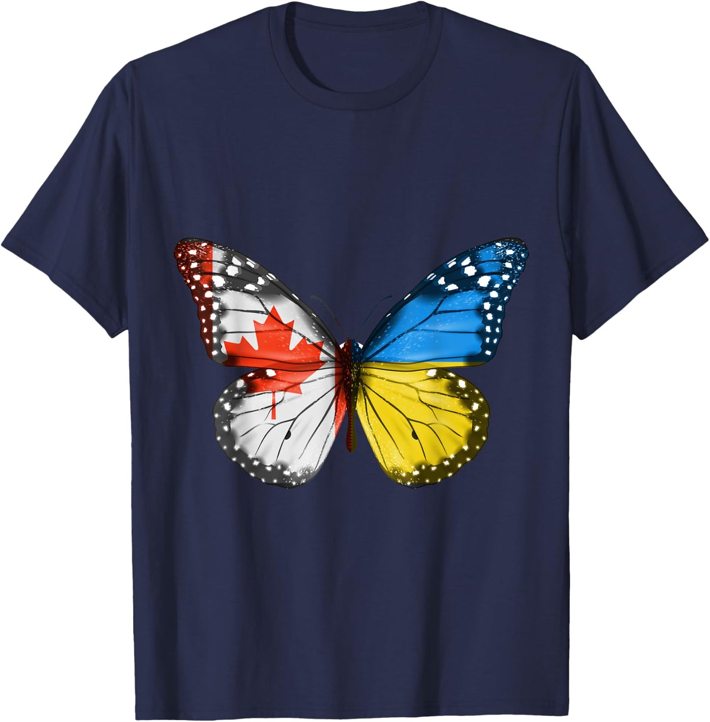 Canadian Ukrainian Flag Butterfly Canada Ukraine T-Shirt - T-Shirt | Navy