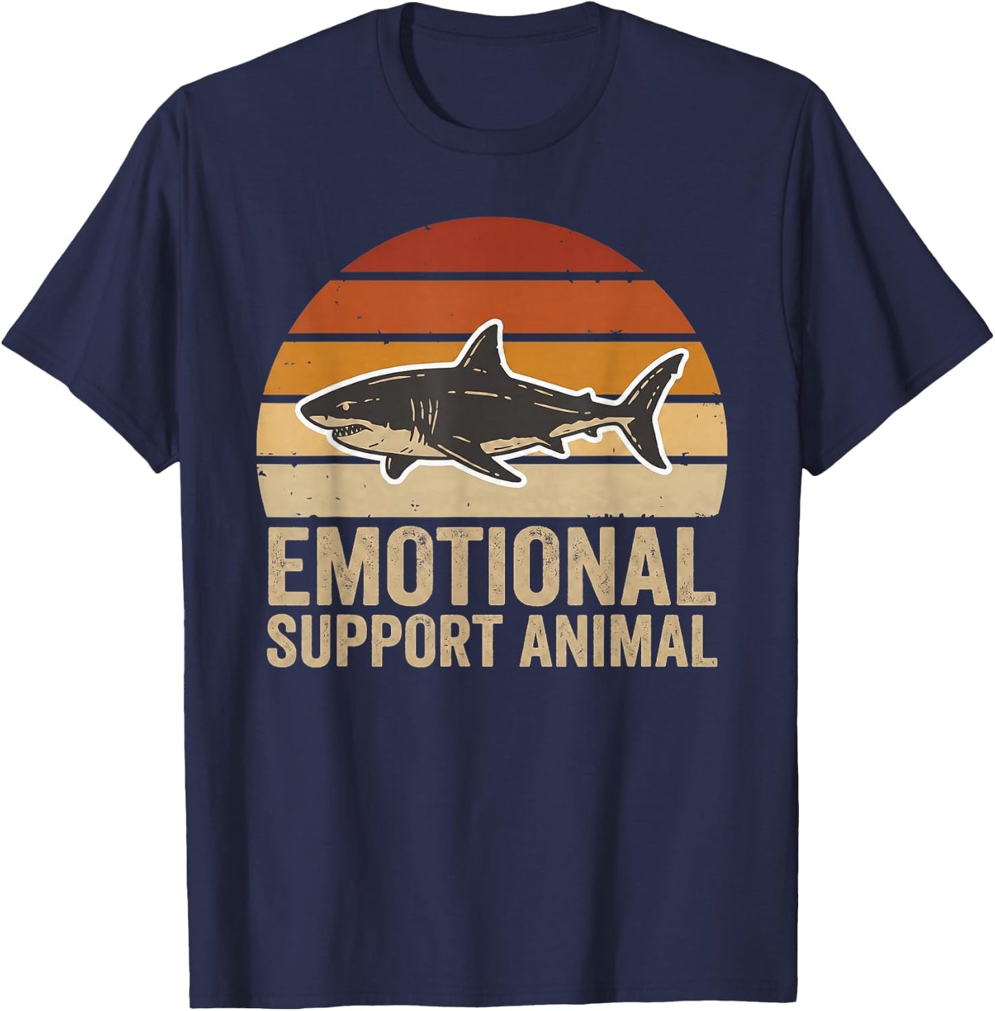 Support Animal Shark Emotional Funny Vintage Sea Creature T-Shirt - T-Shirt | Navy
