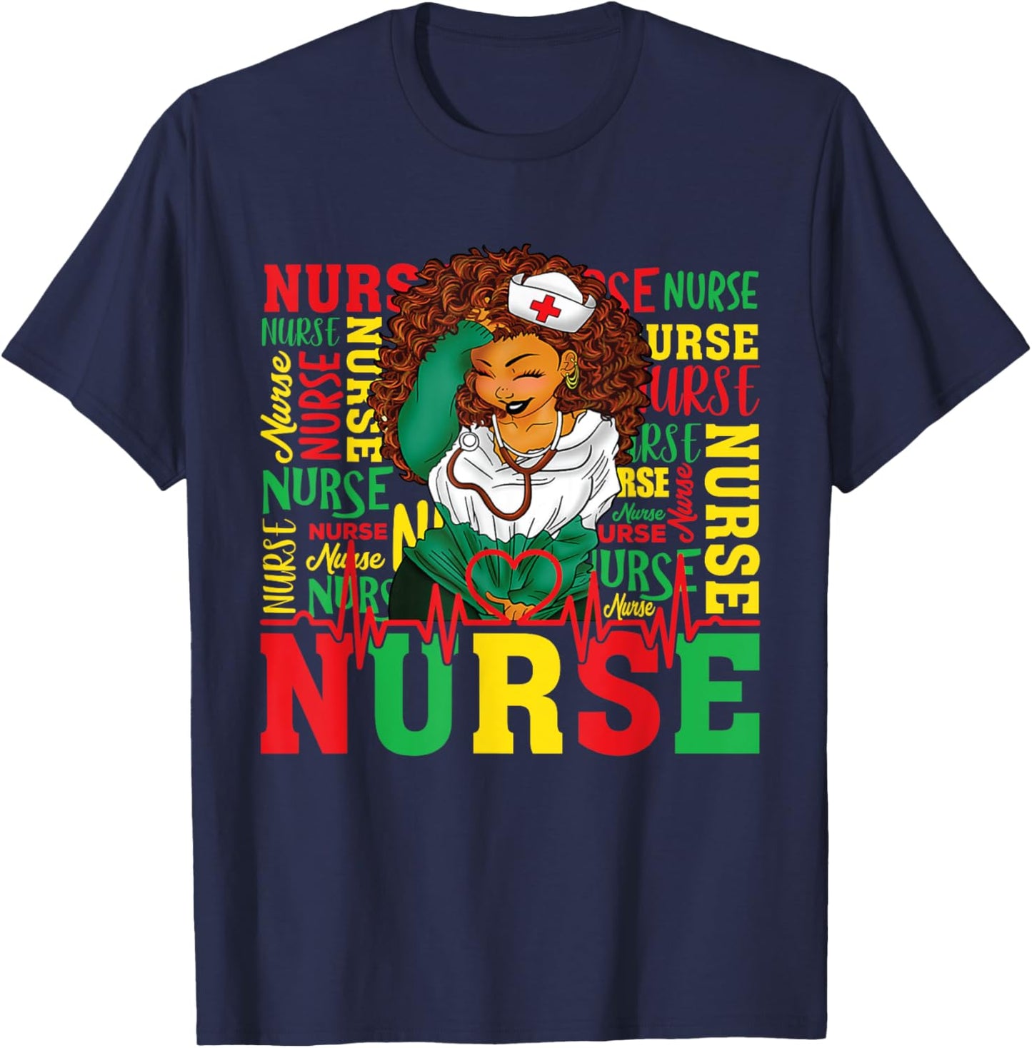 Black Women Nurse Juneteenth Shirts Women Black Freedom 1865 T-Shirt - T-Shirt | Navy