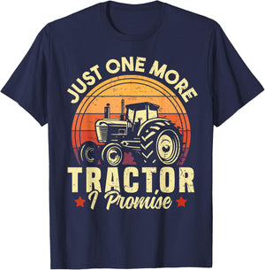 Just One More Tractor I Promise Funny Farming Retro Tractor T-Shirt - T-Shirt | Navy