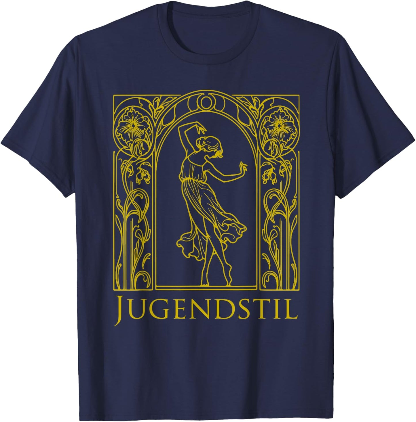 Jugendstil Dancing Woman Art Nouveau Design Vintage Flower T-Shirt - T-Shirt | Navy