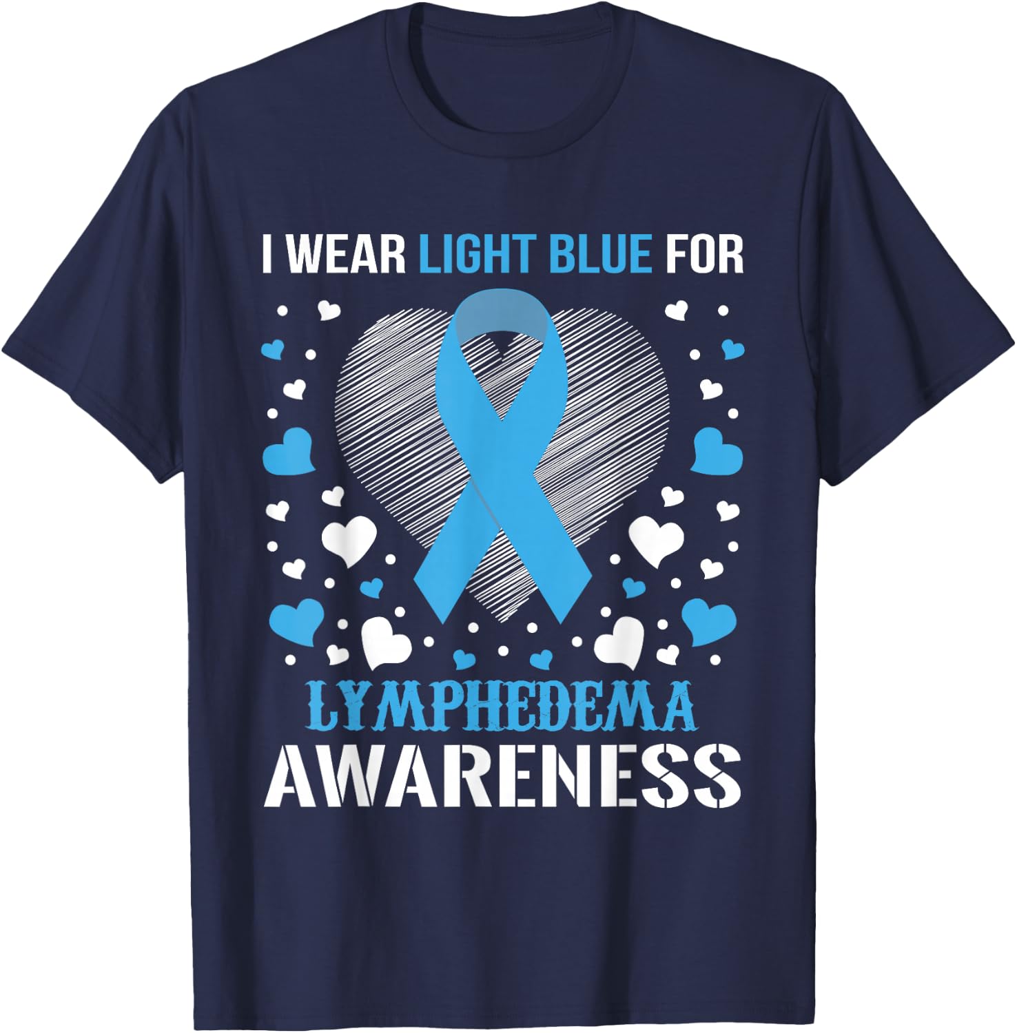 I Wear Lymphedema Awareness Supporter Ribbon T-Shirt - T-Shirt | Navy