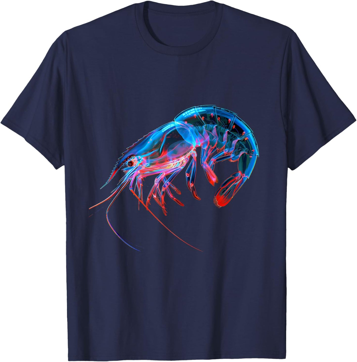 Shrimp Ocean Sea Animal Marine Mammal Motif Sea Ocean Shrimp T-Shirt - T-Shirt | Navy