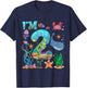 2 Year Old Boy Girl Sea Animals I'm Two 2nd Birthday Kids T-Shirt - T-Shirt | Navy
