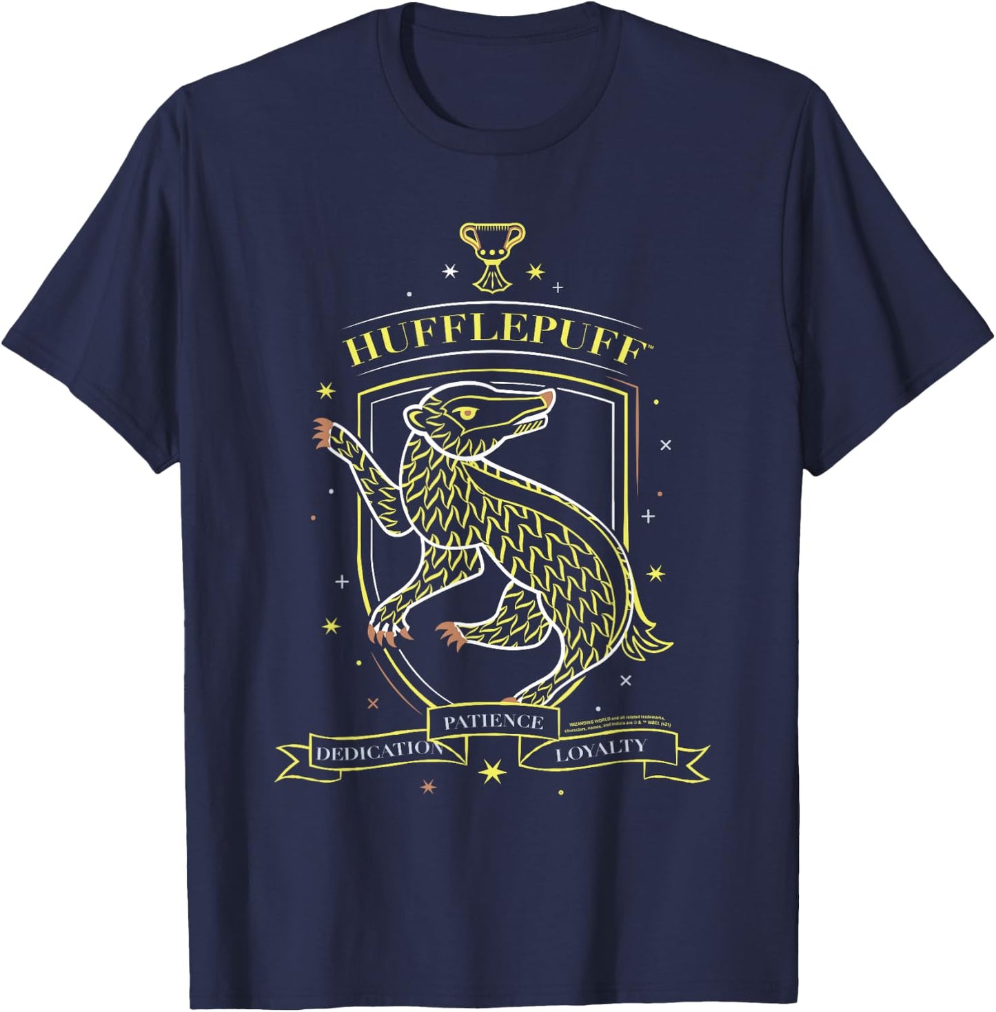 Harry Potter Hand Drawn Hufflepuff Shield T-Shirt - T-Shirt | Navy